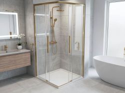 LUXOR GOLD MATT kabina prysznicowa kwadratowa narożna 800x800mm, wejście narożne