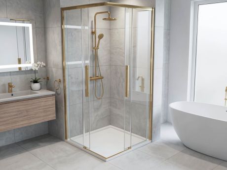 Przejdź do produktu LUXOR GOLD MATT kabina prysznicowa kwadratowa narożna 900x900mm, wejście narożne