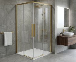 LUXOR GOLD MATT kabina prysznicowa kwadratowa narożna 1000x1000mm, wejście narożne