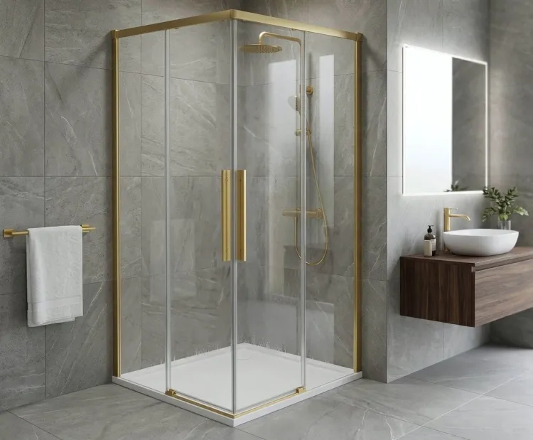 LUXOR GOLD MATT kabina prysznicowa kwadratowa narożna 1000x1000mm, wejście narożne