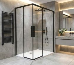 LUXOR BLACK kabina prysznicowa prostokątna 900x800mm wariant L/P, wejście z rogu