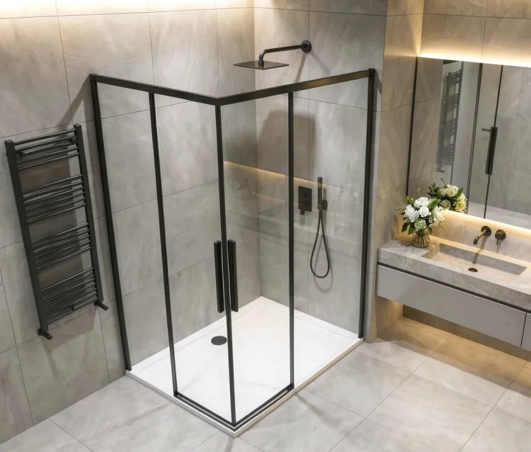 LUXOR BLACK kabina prysznicowa prostokątna 900x800mm wariant L/P, wejście z rogu