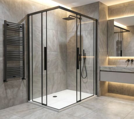 Przejdź do produktu LUXOR BLACK kabina prysznicowa prostokątna 1000x800mm wariant L/P, wejście z rogu