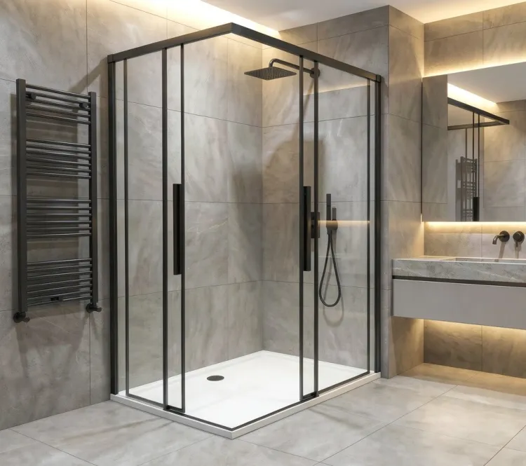 LUXOR BLACK kabina prysznicowa prostokątna 1000x900mm wariant L/P, wejście z rogu