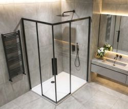 LUXOR BLACK kabina prysznicowa prostokątna 1000x900mm wariant L/P, wejście z rogu