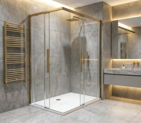 Przejdź do produktu LUXOR GOLD MATT kabina prysznicowa prostokątna 900x800mm wariant L/P, wejście z rogu