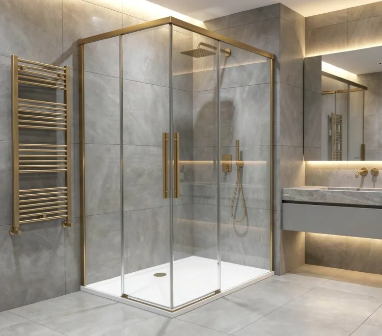 LUXOR GOLD MATT kabina prysznicowa prostokątna 1000x800mm wariant L/P, wejście z rogu