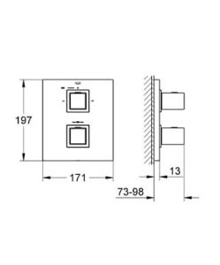 Bateria termostatyczna Cube19958000 rysunek techniczny