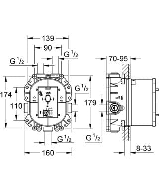 element podtynkowy 35500000 rysunek techniczny