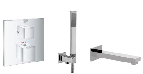 Przejdź do produktu Zestaw wannowo-prysznicowy podtynkowy z baterią termostatyczną Grohe Grohtherm Cube i wylewką wannową kompletny zestaw 24154000 + zest.