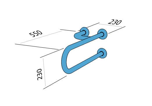 Uchwyt łazienkowy dla osób niepełnosprawnych trójnóg lewy, ścienny 55 cm stal nierdzewna mat Makoinstal PSM 155L rys. tech.