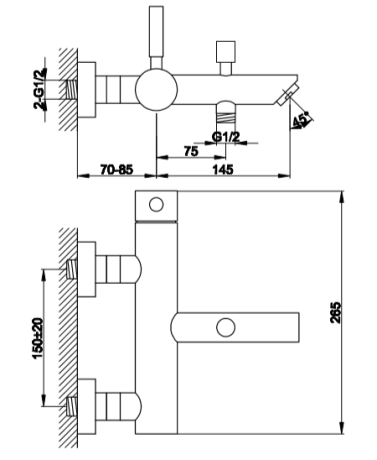 Przejdź do produktu Bateria wannowa ścienna Kohlman Roxin QW110R chrom