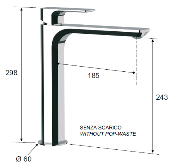 Bateria umywalkowa 30 cm wysoka Sapho Spy PY07