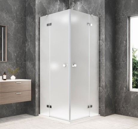 Przejdź do produktu GLOBE CHROME kwadratowa kabina prysznicowa 800x800mm, wejście z rogu, szkło matowe