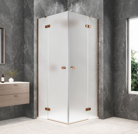 Przejdź do produktu GLOBE COPPER MATT kwadratowa kabina prysznicowa  800x800mm, wejście z rogu, szkło matowe