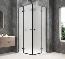 GLOBE GUN METAL kwadratowa kabina prysznicowa 900x900mm, wejście z rogu, szkło matowe
