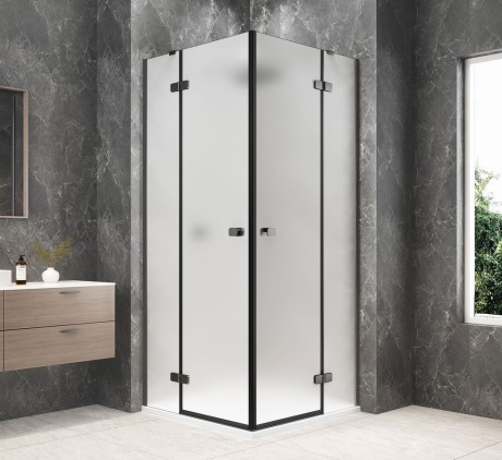 Przejdź do produktu GLOBE GUN METAL kwadratowa kabina prysznicowa 900x900mm, wejście z rogu, szkło matowe