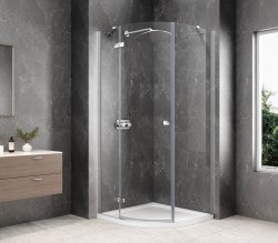 GLOBE CHROME kabina prysznicowa półokrągła 800x800mm, szkło czyste, lewe