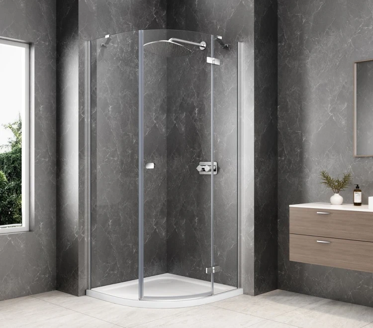 GLOBE CHROME kabina prysznicowa półokrągła 800x800mm, szkło czyste, prawe