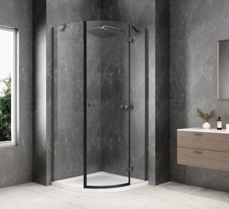 Przejdź do produktu GLOBE GUN METAL kabina prysznicowa półokrągła 800x800mm, szkło czyste, prawe