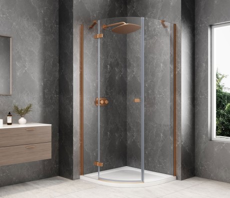 Przejdź do produktu GLOBE COPPER MATT kabina prysznicowa półokrągła 800x800mm, szkło czyste, lewe