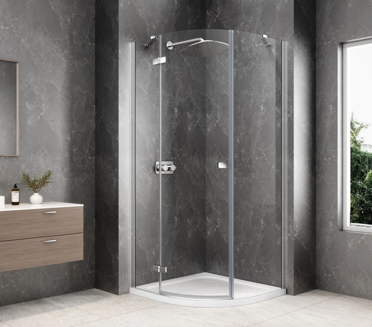 GLOBE CHROME kabina prysznicowa półokrągła 900x900mm, szkło czyste, lewe