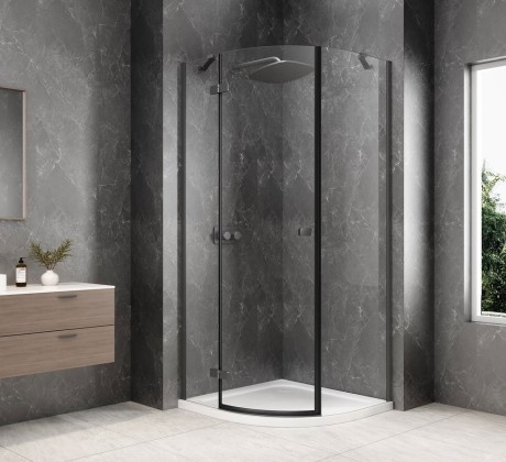 Przejdź do produktu GLOBE GUN METAL kabina prysznicowa półokrągła 900x900mm, szkło czyste, lewe