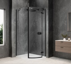 GLOBE BLACK kabina prysznicowa półokrągła 800x900mm, szkło czyste, prawe