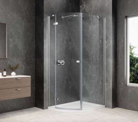 Przejdź do produktu GLOBE CHROME kabina prysznicowa półokrągła 800x1000mm, szkło czyste, lewe