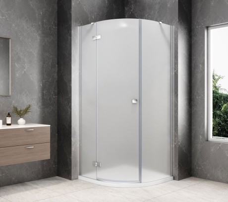 Przejdź do produktu GLOBE CHROME kabina prysznicowa półokrągła 800x800mm, szkło matowe, lewe
