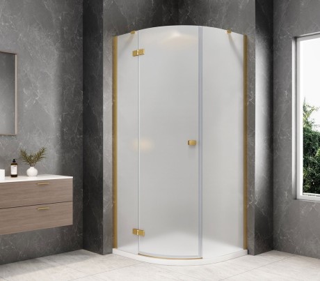 Przejdź do produktu GLOBE GOLD MATT kabina prysznicowa półokrągła 800x800mm, szkło matowe, lewe