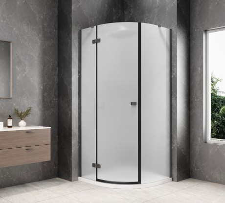 Przejdź do produktu GLOBE GUN METAL kabina prysznicowa półokrągła 800x800mm, szkło matowe, lewe