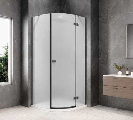 Przejdź do produktu GLOBE GUN METAL kabina prysznicowa półokrągła 800x800mm, szkło matowe, prawe