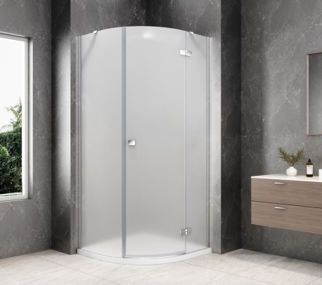 Przejdź do produktu GLOBE CHROME kabina prysznicowa półokrągła 900x900mm, szkło matowe, prawe