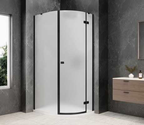 Przejdź do produktu GLOBE BLACK kabina prysznicowa półokrągła 800x900mm, szkło matowe, prawe