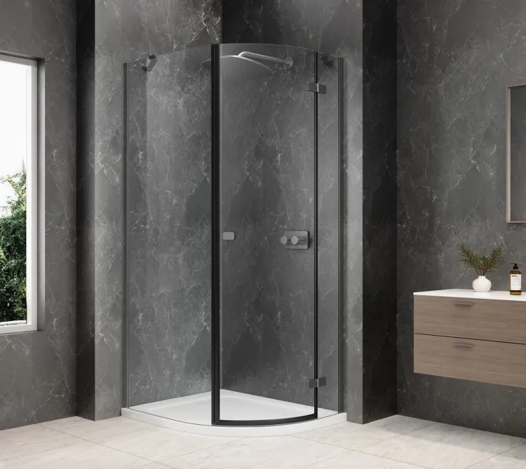 GLOBE GUN METAL kabina prysznicowa półokrągła 900x1000mm, szkło czyste, prawe