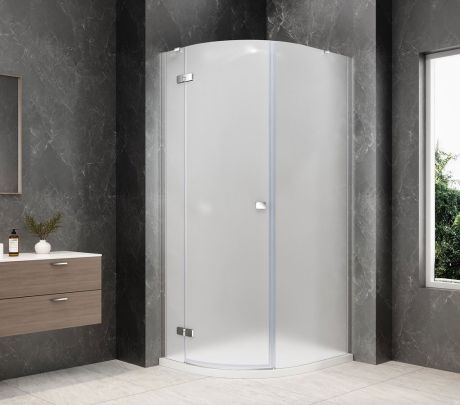 Przejdź do produktu GLOBE CHROME kabina prysznicowa półokrągła 900x1000mm, szkło matowe, lewe