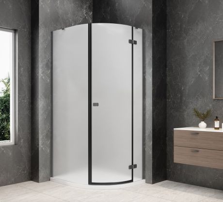 Przejdź do produktu GLOBE GUN METAL kabina prysznicowa półokrągła 900x1000mm, szkło matowe, prawe