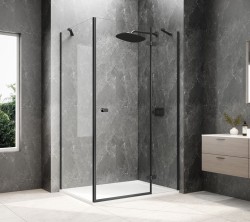 GLOBE BLACK prostokątna kabina prysznicowa 1000x800mm, szkło czyste, prawe