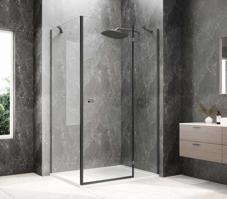 GLOBE GUN METAL prostokątna kabina prysznicowa 1000x800mm, szkło czyste, prawe