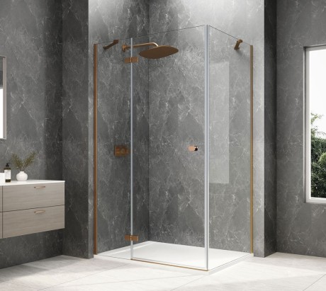 Przejdź do produktu GLOBE COPPER MATT prostokątna kabina prysznicowa 1100x800mm, szkło czyste, lewe