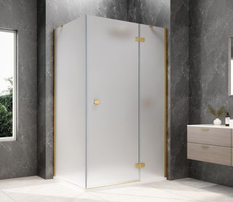 Przejdź do produktu GLOBE GOLD MATT prostokątna kabina prysznicowa 1100x1000mm, szkło matowe, prawe