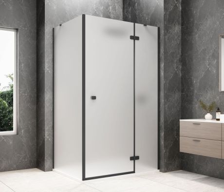 Przejdź do produktu GLOBE BLACK prostokątna kabina prysznicowa 1200x1000mm, szkło matowe, prawe