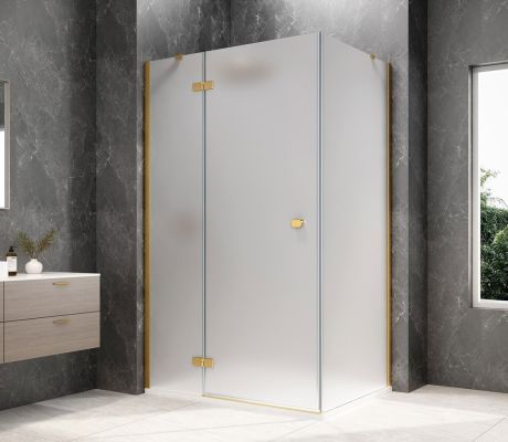 Przejdź do produktu GLOBE GOLD MATT prostokątna kabina prysznicowa 1200x1000mm, szkło matowe, lewe