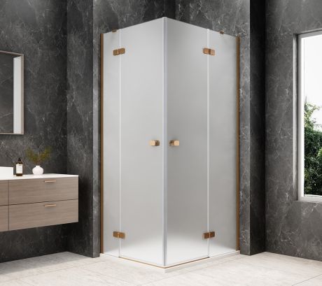 Przejdź do produktu GLOBE COPPER MATT prostokątna kabina prysznicowa 1200x800mm, wejście z rogu, szkło matowe