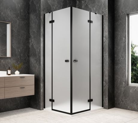 Przejdź do produktu GLOBE BLACK prostokątna kabina prysznicowa 1200x1000mm, wejście z rogu, szkło matowe