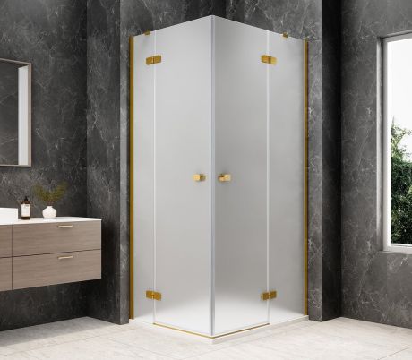 Przejdź do produktu GLOBE GOLD MATT prostokątna kabina prysznicowa 1200x1000mm, wejście z rogu, szkło matowe
