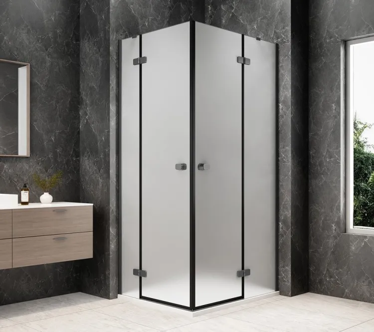 GLOBE GUN METAL prostokątna kabina prysznicowa 1200x1000mm, wejście z rogu, szkło matowe
