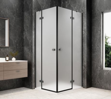 Przejdź do produktu GLOBE GUN METAL prostokątna kabina prysznicowa 1200x1100mm, wejście z rogu, szkło matowe