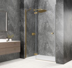 GLOBE GOLD MATT drzwi prysznicowe do wnęki 1000mm, szkło czyste, lewe